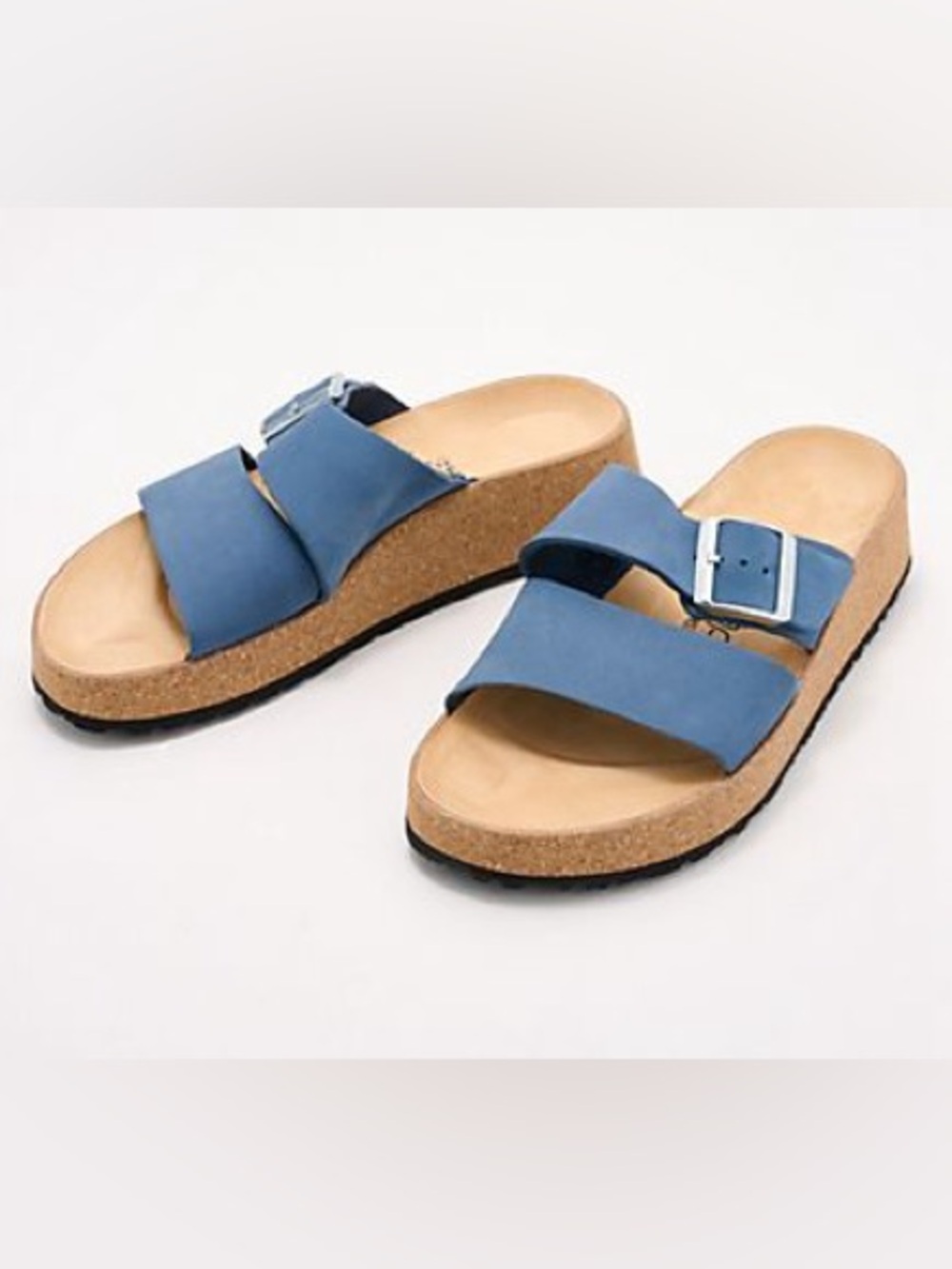 Birkenstock Papillio Almina Two-Strap Slide leather Sandals blue 39 US8 - Picture 2 of 12